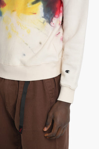 Crew Neck Tie Dye Motif Fleece Sweatshirt