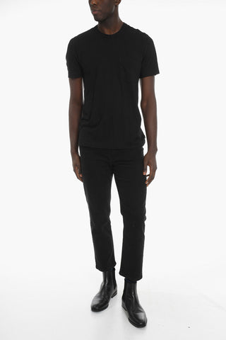 STANDARD Solid Color Crew-neck T-Shirt with Breast Pocket