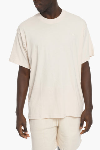Embossed Logo Crew-Neck Solid Color T-shirt