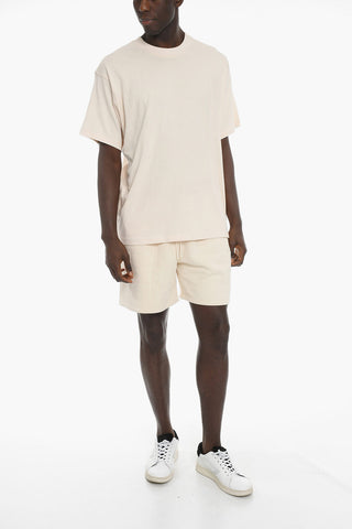 Embossed Logo Crew-Neck Solid Color T-shirt