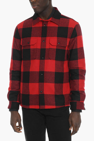 Wool Buffalo Checked ALASKAN Down Jacket with Snap Buttons