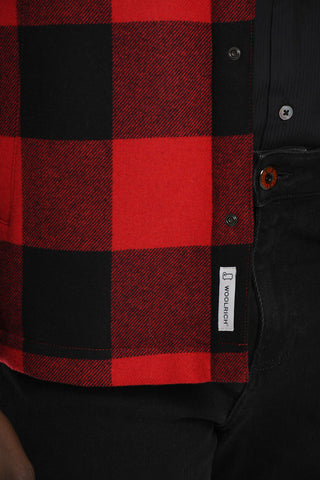 Wool Buffalo Checked ALASKAN Down Jacket with Snap Buttons