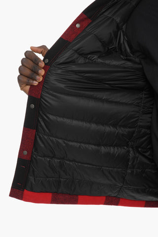 Wool Buffalo Checked ALASKAN Down Jacket with Snap Buttons