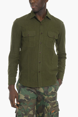 Cotton Blend Shirt with Double Breast Pocket