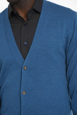Lightweight Virgin Wool Cardigan with Contrast Buttons