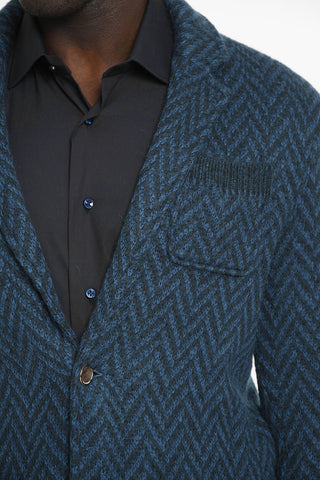 Patch Pockets Chevron-Motif EDO Cardigan