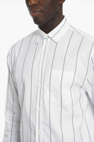 Striped Cotton Blend Shirt with Mother of Pearl Buttons