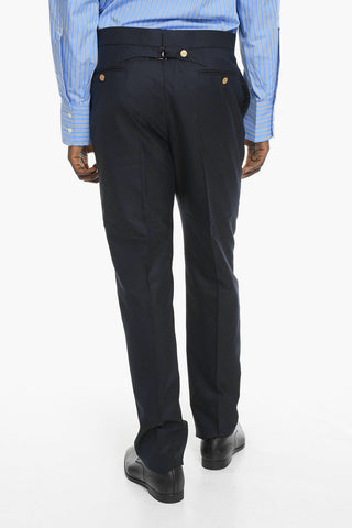 Wool Twill Pants with Golden Details