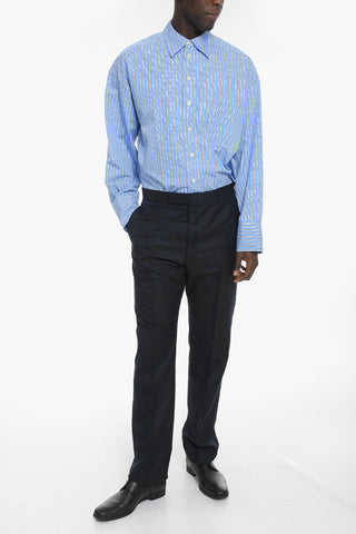 Wool Twill Pants with Golden Details