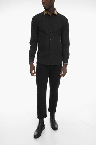 JEANS COUTURE Barocco-patterned Shirt with Decorative Collar