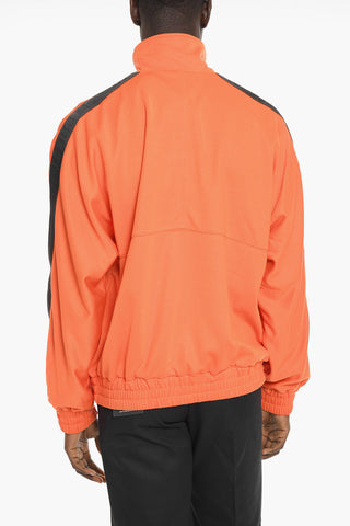 Standing Collar Zip-ip Sweatshirt with Contrast Logoed Bands