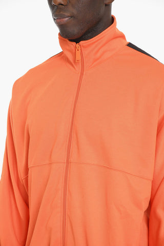 Standing Collar Zip-ip Sweatshirt with Contrast Logoed Bands