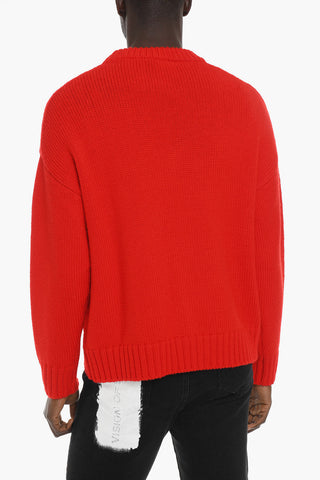 Virgin Wool Crew-neck Sweater with Patch Pocket