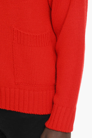 Virgin Wool Crew-neck Sweater with Patch Pocket