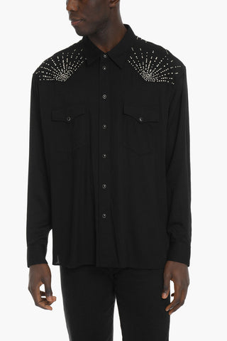 Camicia Sahariana in Viscosa con Cristalli