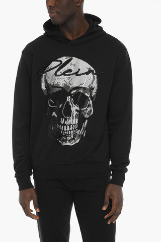 Hoodie Sweatshirt with Crystal Skull