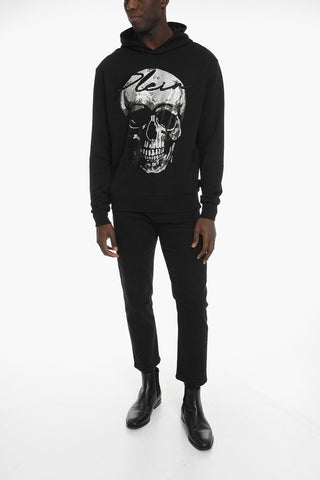 Hoodie Sweatshirt with Crystal Skull