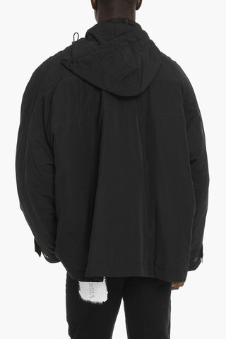 Short Oversized Parka with Removable Hood