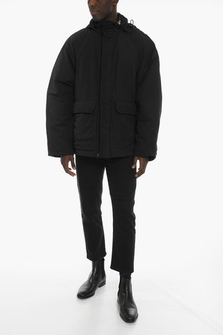 Short Oversized Parka with Removable Hood