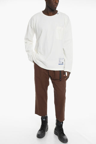 T-Shirt Girocollo a Manica Lunga con Taschino