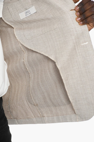 Unlined Blazer with Herringbone Pattern