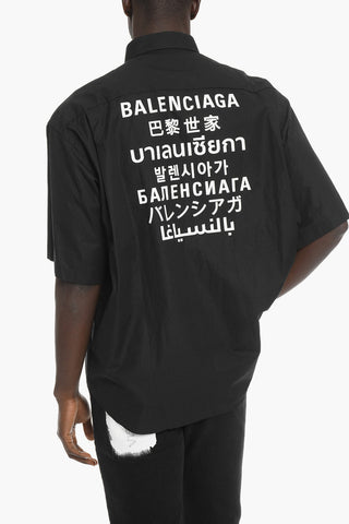 Camicia Oversized in Cotone con Collo Button-down