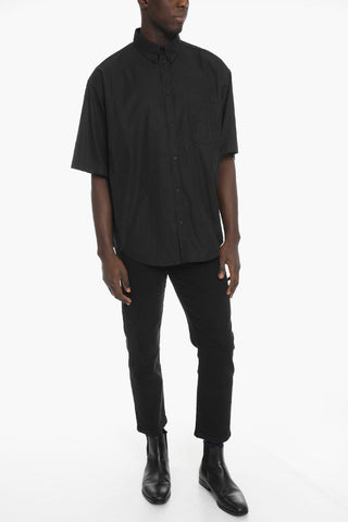 Camicia Oversized in Cotone con Collo Button-down