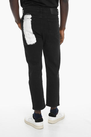 Stretch Denim Jeans with Paint Splatter Detail 18cm