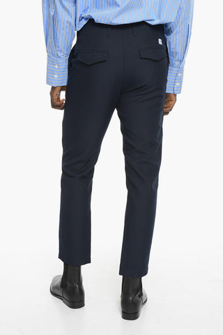 Flap pockets Regular Waist Straight Pants