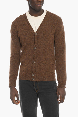 V-Neck Melange Virgin Wool Cardigan