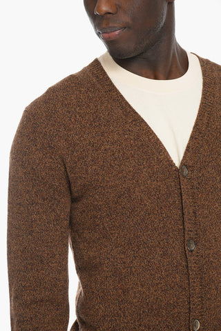 V-Neck Melange Virgin Wool Cardigan