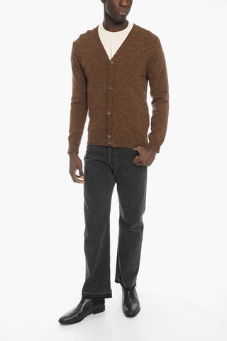 V-Neck Melange Virgin Wool Cardigan