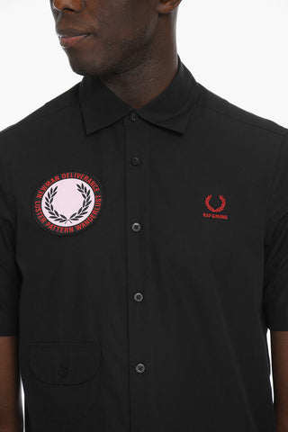 FRED PERRY X RS Short-sleeved Cotton Shirt with Logo Patch