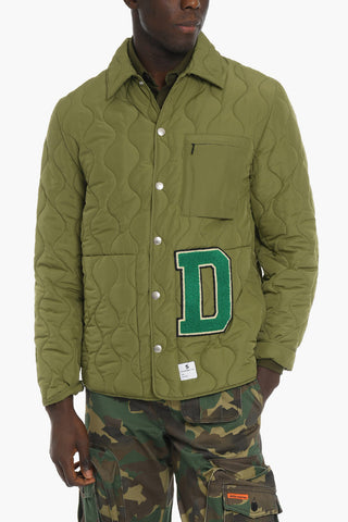 Quilted Jacket with Collar and Embroidered