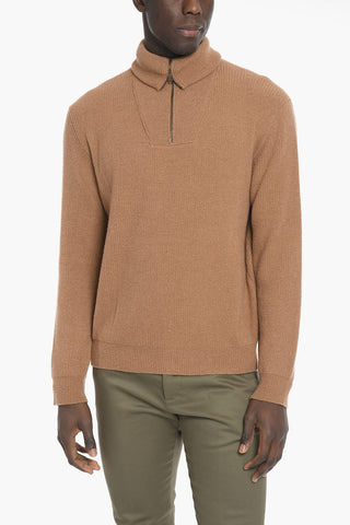 Turtle-neck Wool Blend Sweater with Half Zip
