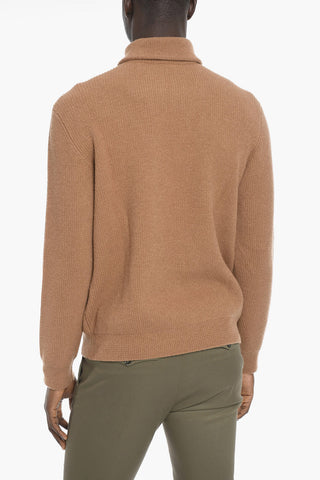Turtle-neck Wool Blend Sweater with Half Zip