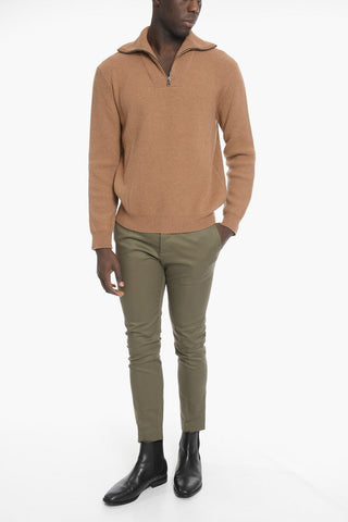 Turtle-neck Wool Blend Sweater with Half Zip