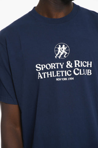 Solid Color Crew-neck T-Shirt with Contrasting Print
