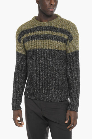 Crew-Neck Melange Virgin Wool Blend ZENO Sweater