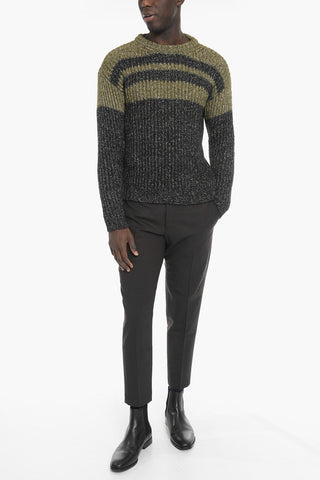 Crew-Neck Melange Virgin Wool Blend ZENO Sweater