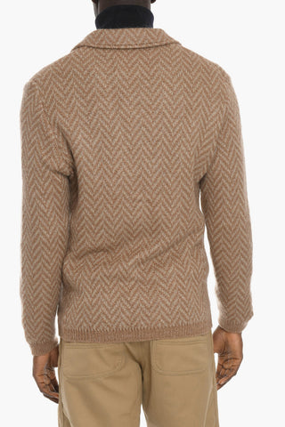 Chevron Motif EDO Cardigan with Patch Pockets
