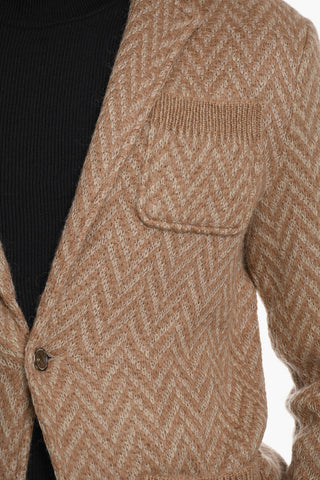 Chevron Motif EDO Cardigan with Patch Pockets