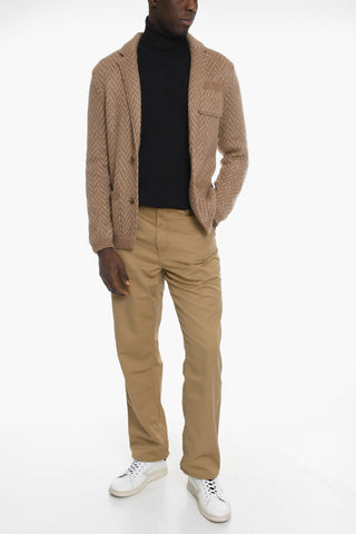 Chevron Motif EDO Cardigan with Patch Pockets
