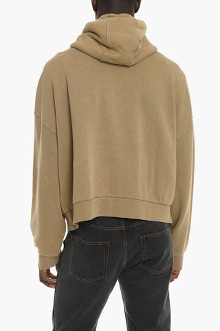 Felpa in Cotone Garzato con Cappuccio e Chiusura Zip