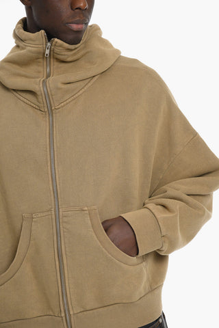 Felpa in Cotone Garzato con Cappuccio e Chiusura Zip