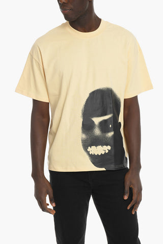 Contrast Print Cotton Crew-Neck  T-shirt