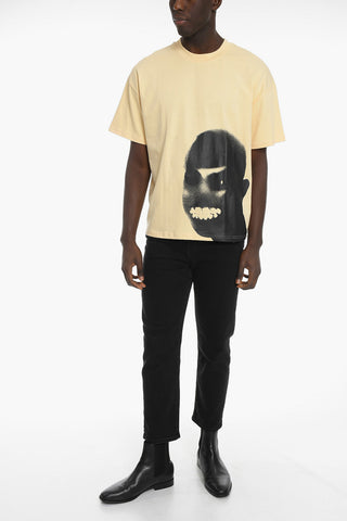 Contrast Print Cotton Crew-Neck  T-shirt