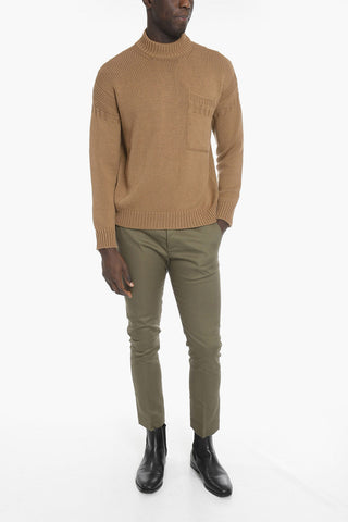Turtle-neck Wool Sweater with Breast Pocket