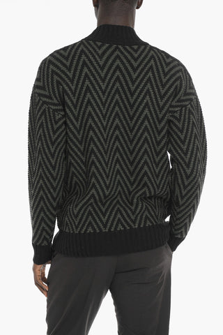 Chevron Motif Wool Turtle-neck VINCENZO Sweater