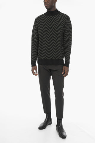 Chevron Motif Wool Turtle-neck VINCENZO Sweater